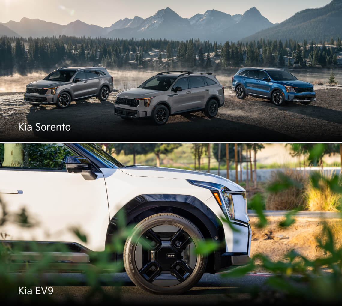 Kia Sorento and Kia EV9 exteriors